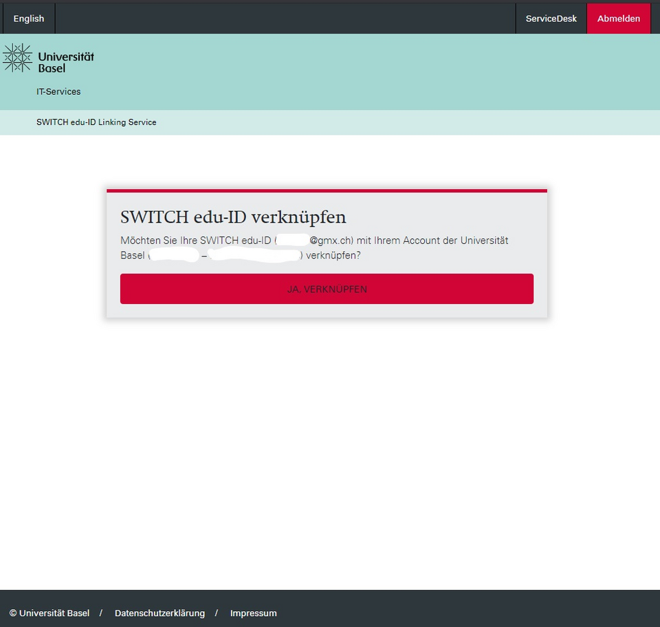 SWITCH edu-ID verknüpfen