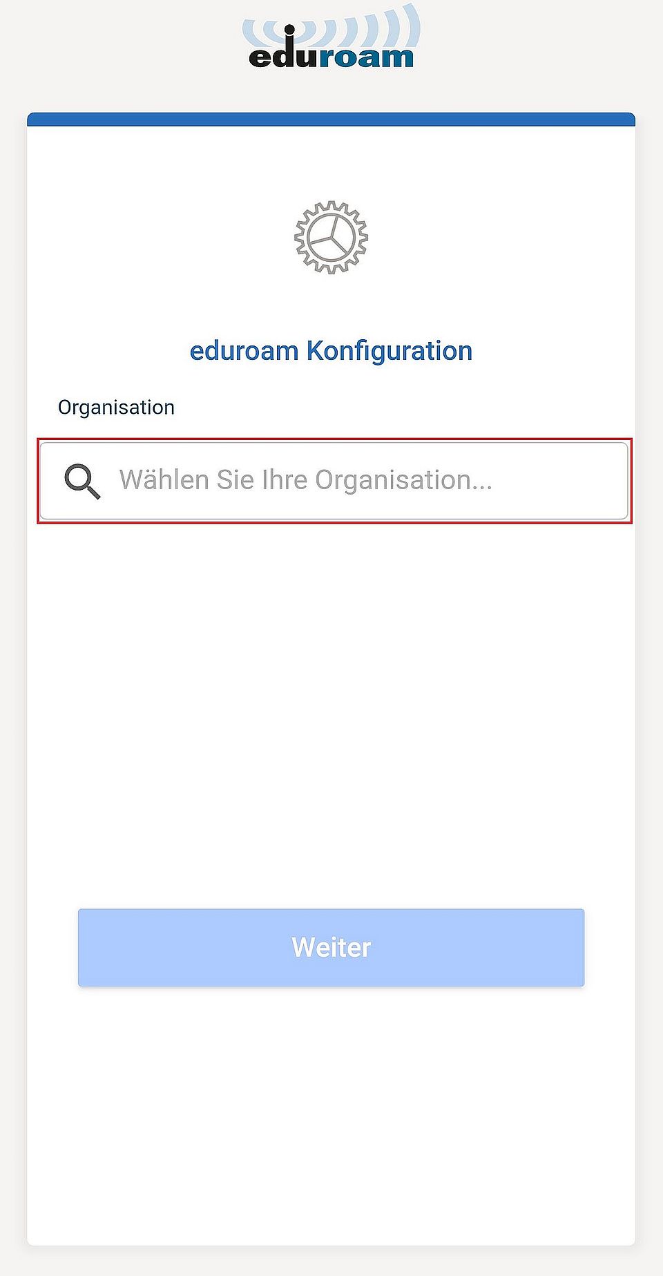 Organisation wählen