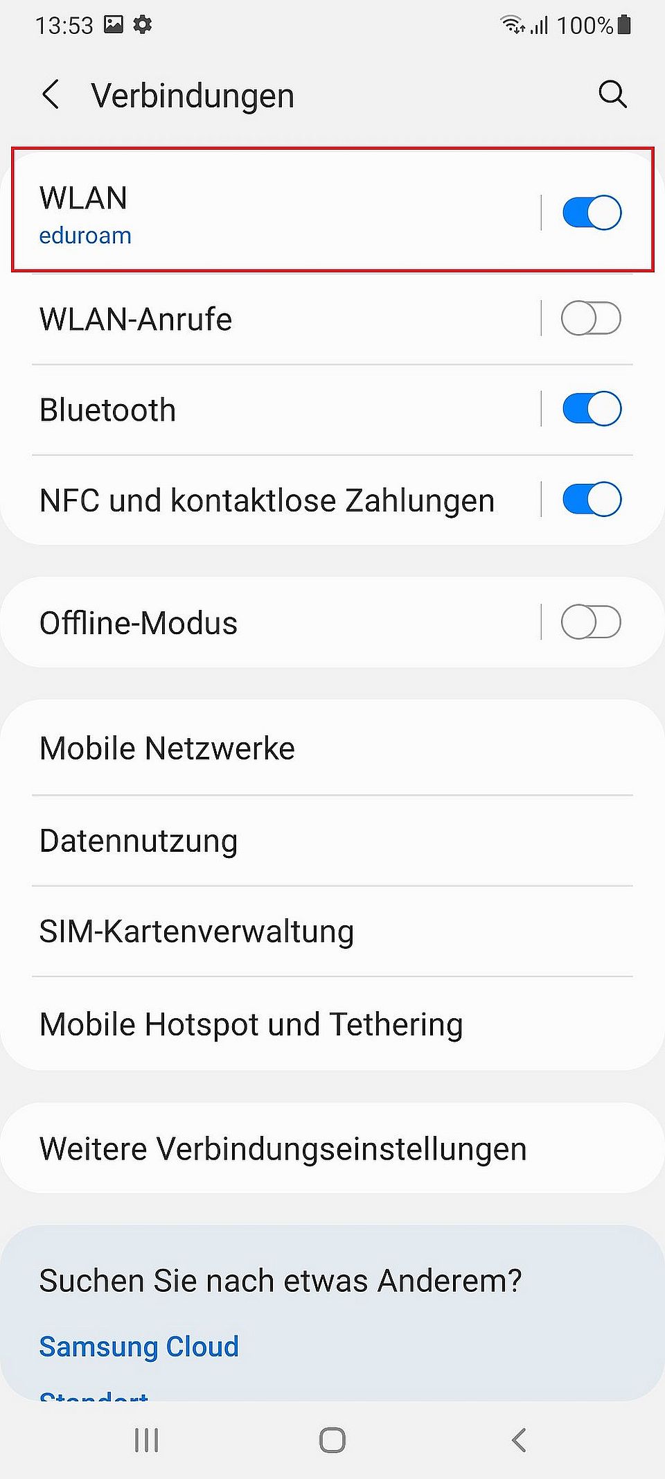 Auf Wlan tippen