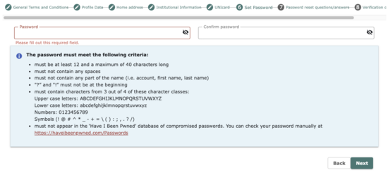 Set password