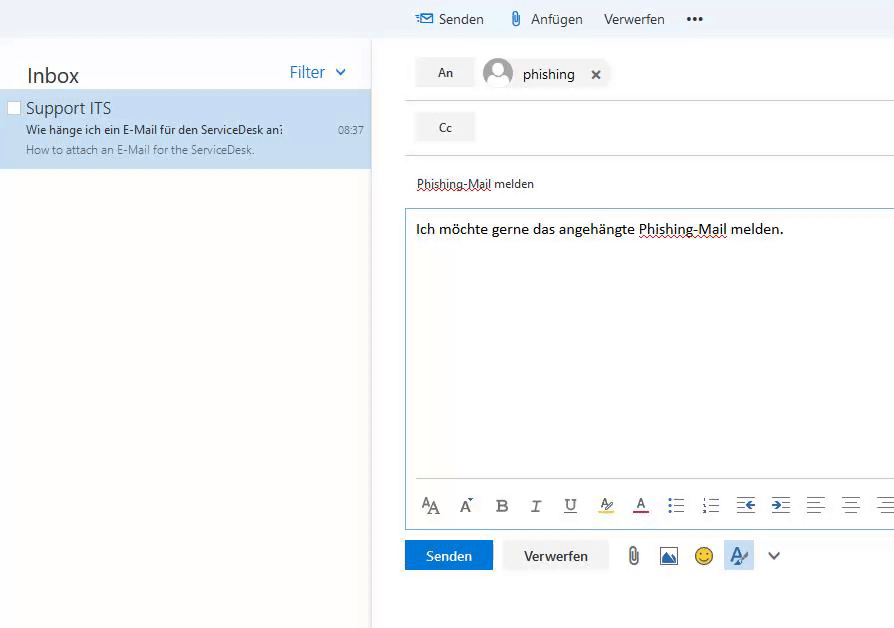 Gif shows drag and drop on new email