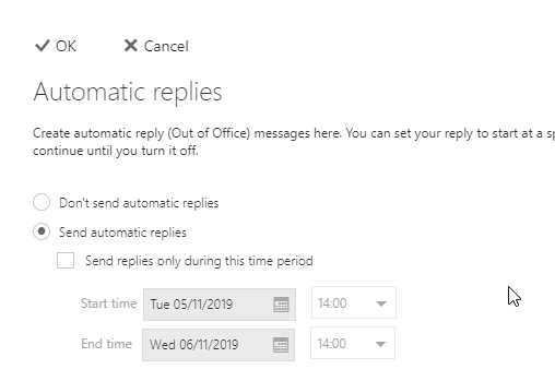 OWA Automatic replies undefined