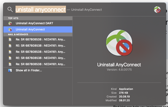 Screenshot Deinstallation VPN
