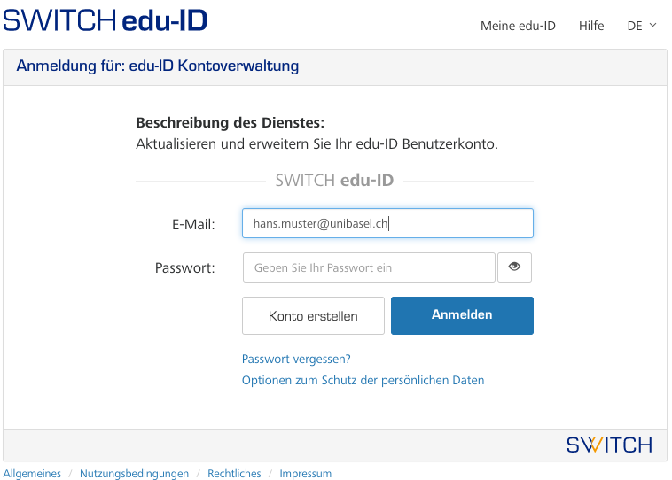 SWITCH edu-ID Schritt 2