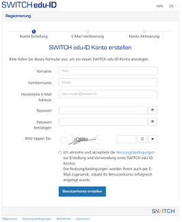 SWITCH edu-ID erstellen