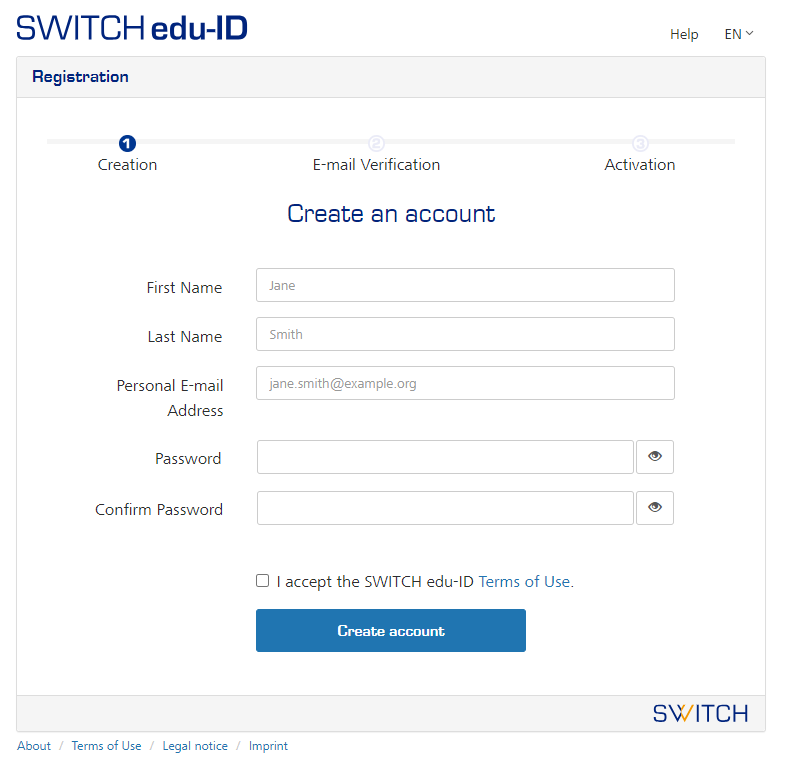 Switch edu-ID Registrierung