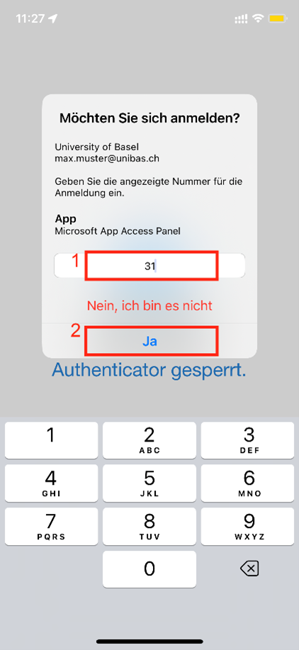 Bild Nummer in Authentificator App